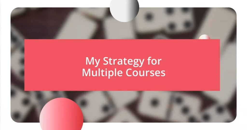 My Strategy for Multiple Courses